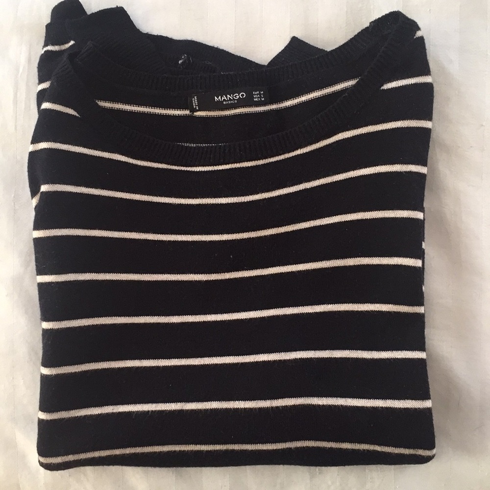 Mango Black and white striped top